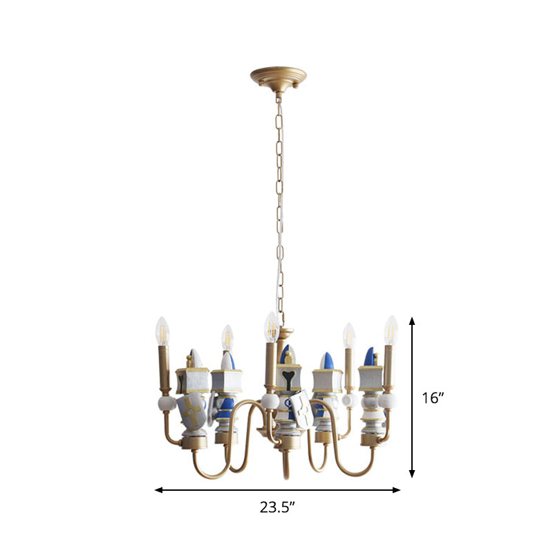 Metal Curved Arm Pendant Chandelier Vintage 5 Bulbs Gold Finish Ceiling Suspension Light Clearhalo 'Ceiling Lights' 'Chandeliers' Lighting' options 817123