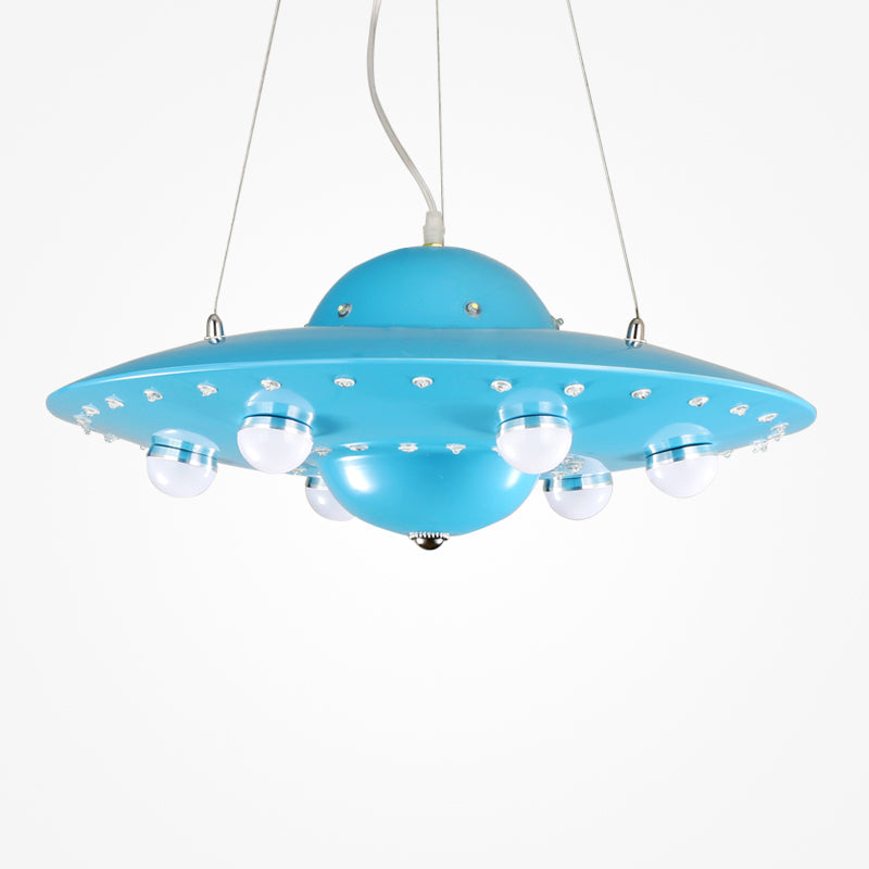 Nordic Flying Saucer Chandelier Light Metallic Child Bedroom LED Pendant Lamp Fixture in Grey/Pink/Blue Clearhalo 'Ceiling Lights' 'Chandeliers' Lighting' options 817142