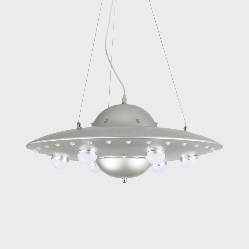 Nordic Flying Saucer Chandelier Light Metallic Child Bedroom LED Pendant Lamp Fixture in Grey/Pink/Blue Clearhalo 'Ceiling Lights' 'Chandeliers' Lighting' options 817147