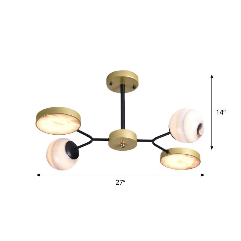 Gold Finish Sphere Ceiling Chandelier Nordic 4/6/8 Lights Moon Glass LED Suspension Pendant Light Clearhalo 'Ceiling Lights' 'Chandeliers' Lighting' options 817163