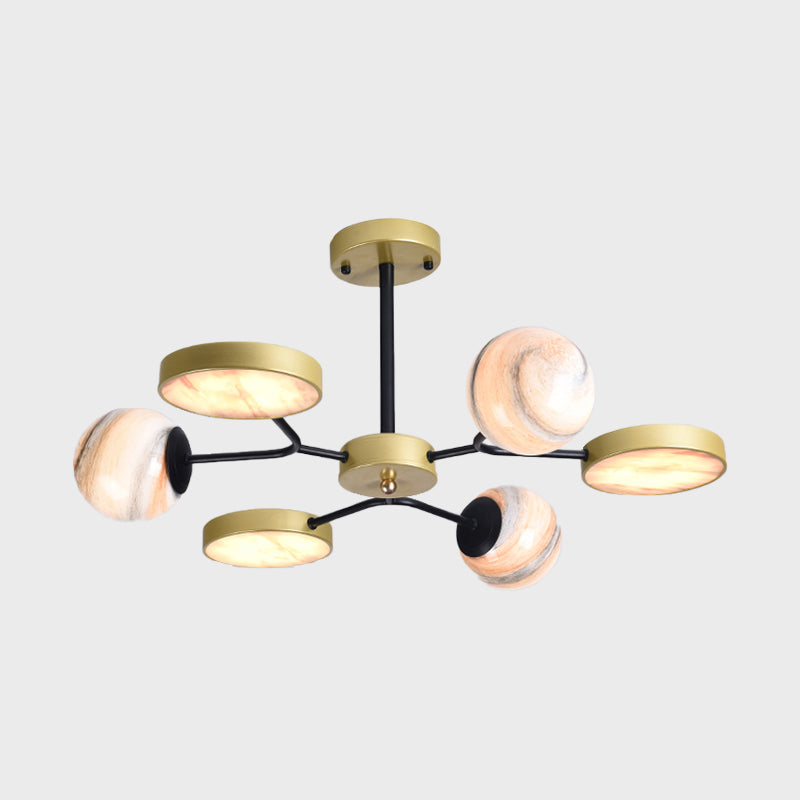 Gold Finish Sphere Ceiling Chandelier Nordic 4/6/8 Lights Moon Glass LED Suspension Pendant Light Clearhalo 'Ceiling Lights' 'Chandeliers' Lighting' options 817167