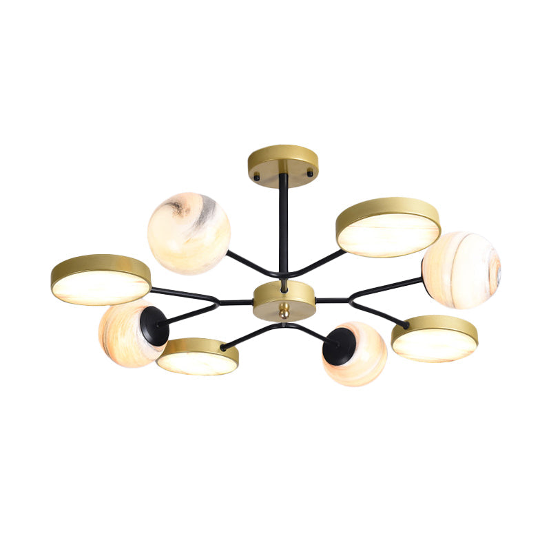 Gold Finish Sphere Ceiling Chandelier Nordic 4/6/8 Lights Moon Glass LED Suspension Pendant Light Clearhalo 'Ceiling Lights' 'Chandeliers' Lighting' options 817172