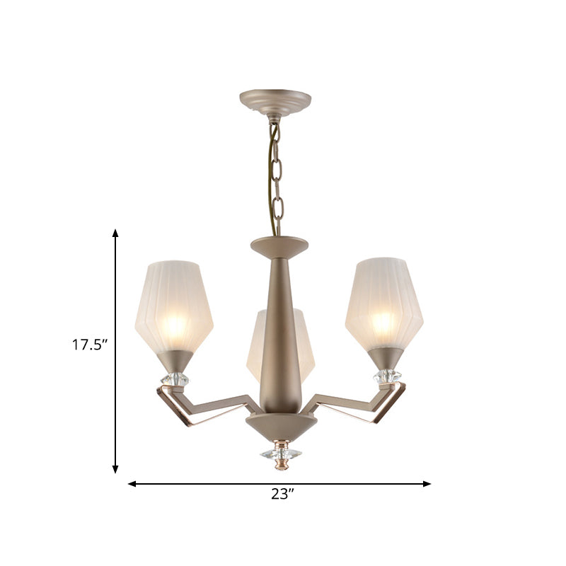 White Frosted Glass Cup Shape Chandelier Traditional 3/6 Bulbs Bedroom Pendulum Light in Gold Clearhalo 'Ceiling Lights' 'Chandeliers' 'Glass shade' 'Glass' 'Pendant Lights' Lighting' 817355