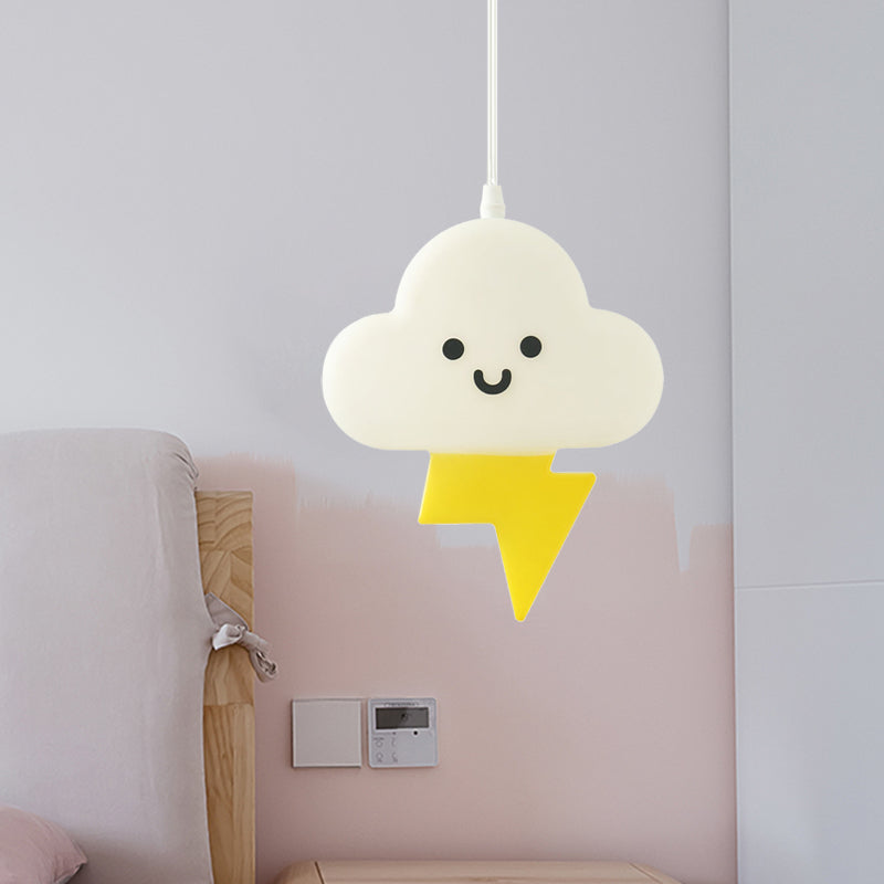 Nordic Cloud Hanging Lighting Acrylic Kids Bedroom LED Pendant Lamp Fixture in White-Yellow White Clearhalo 'Ceiling Lights' 'Pendant Lights' 'Pendants' Lighting' 817504_ec60de89-cc21-4391-b595-8dc20ff6aca8