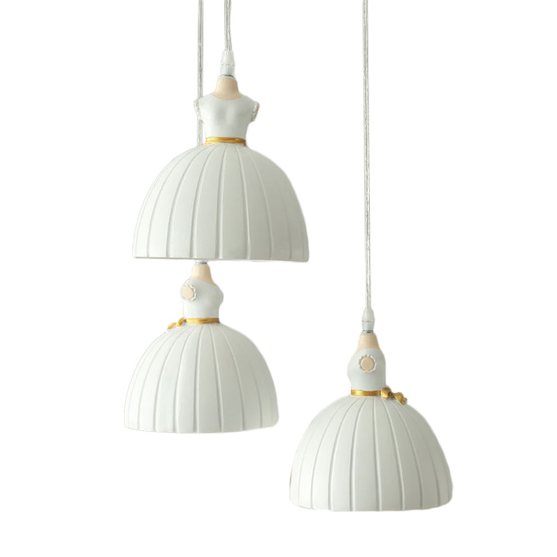 Ballet Skirt Cluster Pendant Light Kids Resin 3-Head Girl's Room Ceiling Suspension Lamp in White Clearhalo 'Ceiling Lights' 'Pendant Lights' 'Pendants' Lighting' 817605