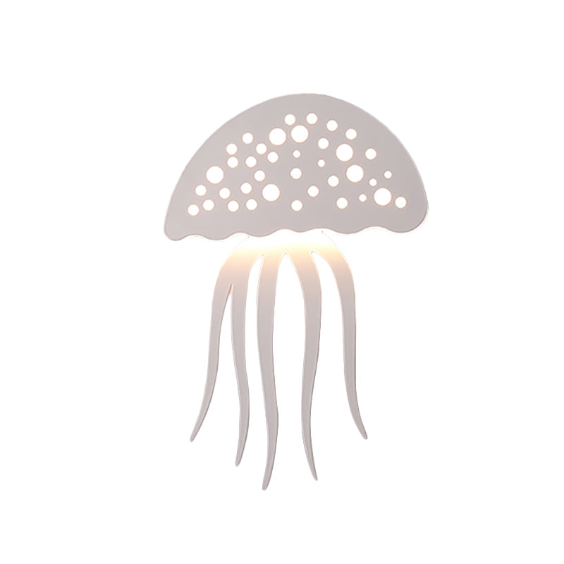 Jellyfish-Shape Sconce Lighting Cartoon Metal LED White Wall Lamp Fixture for Living Room Clearhalo 'Wall Lamps & Sconces' 'Wall Lights' Lighting' 817750