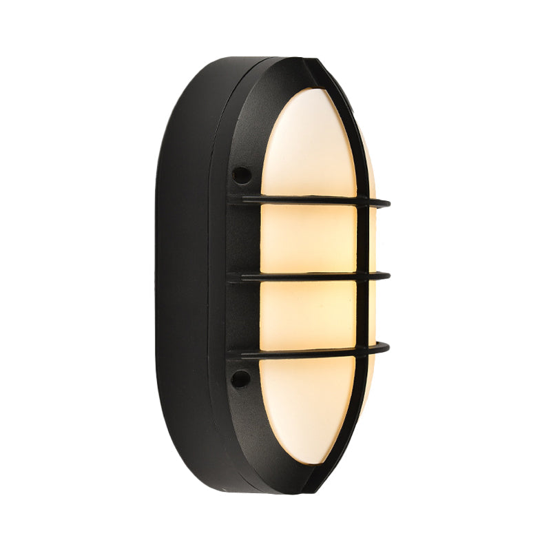 1 Light Wall Lamp Classic Style Elliptical Opal Glass Wall Mount Lighting in Black with/without Frame Clearhalo 'Wall Lamps & Sconces' 'Wall Lights' Lighting' 818013