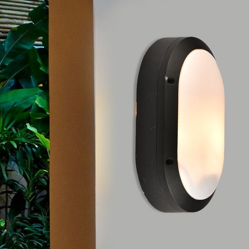 1 Light Wall Lamp Classic Style Elliptical Opal Glass Wall Mount Lighting in Black with/without Frame Clearhalo 'Wall Lamps & Sconces' 'Wall Lights' Lighting' 818016