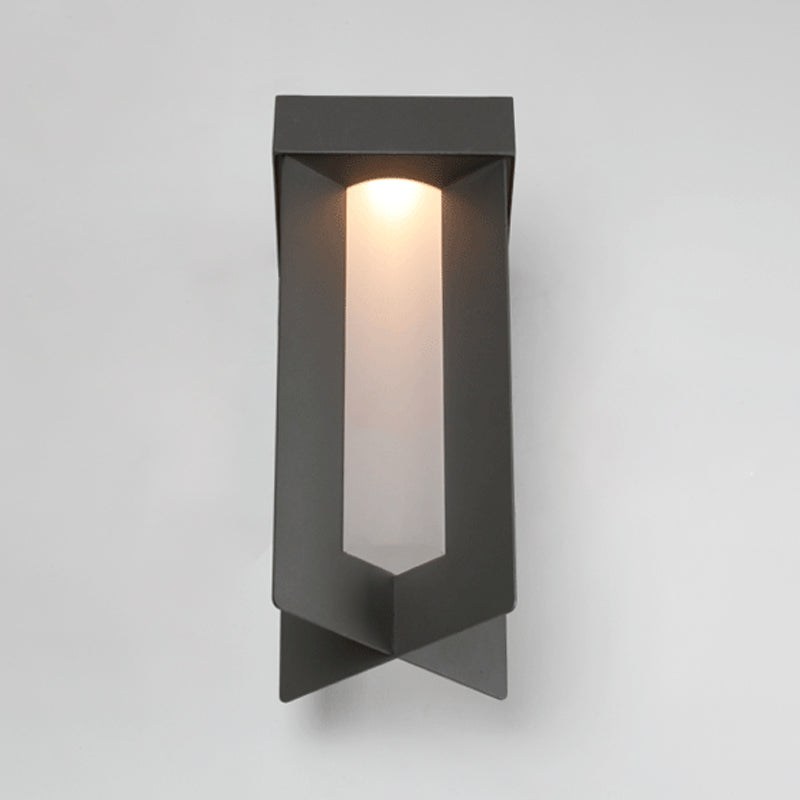 1 Bulb Rectangle Wall Light Traditional Gray Finish Aluminum Surface Wall Sconce with Cream Glass Shade Clearhalo 'Wall Lamps & Sconces' 'Wall Lights' Lighting' 818021