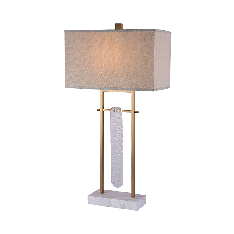 Fabric Rectangle Night Lighting Classic 1 Head Bedroom Table Lamp with Crystal Accent Clearhalo 'Lamps' 'Table Lamps' Lighting' 818371
