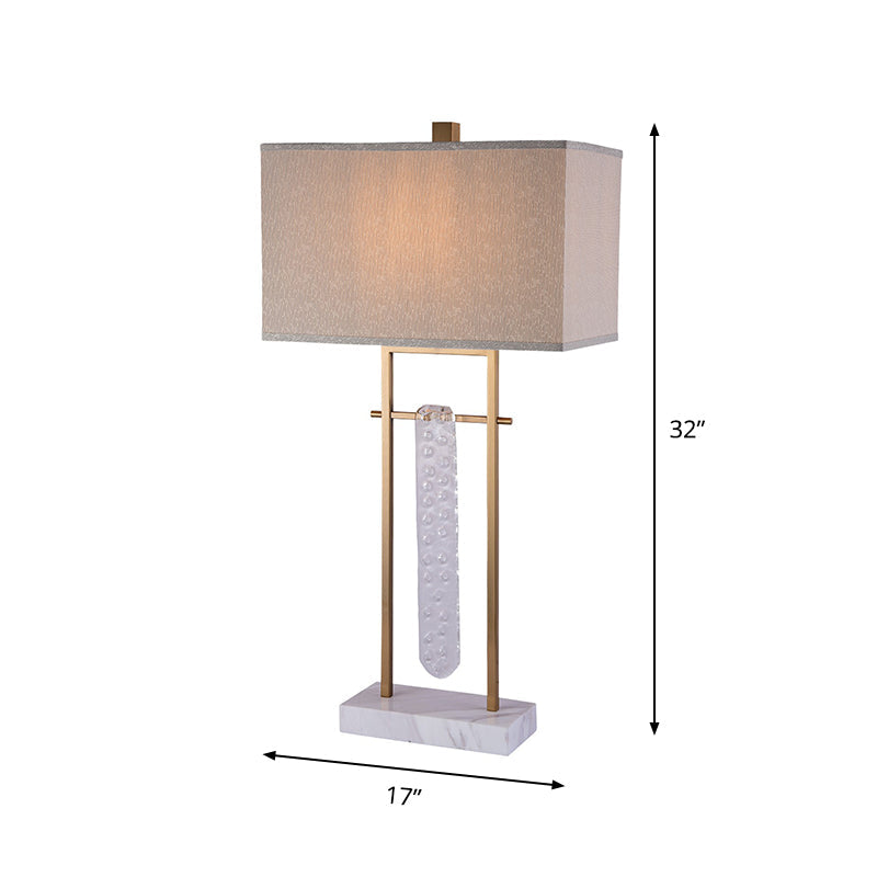 Fabric Rectangle Night Lighting Classic 1 Head Bedroom Table Lamp with Crystal Accent Clearhalo 'Lamps' 'Table Lamps' Lighting' 818372