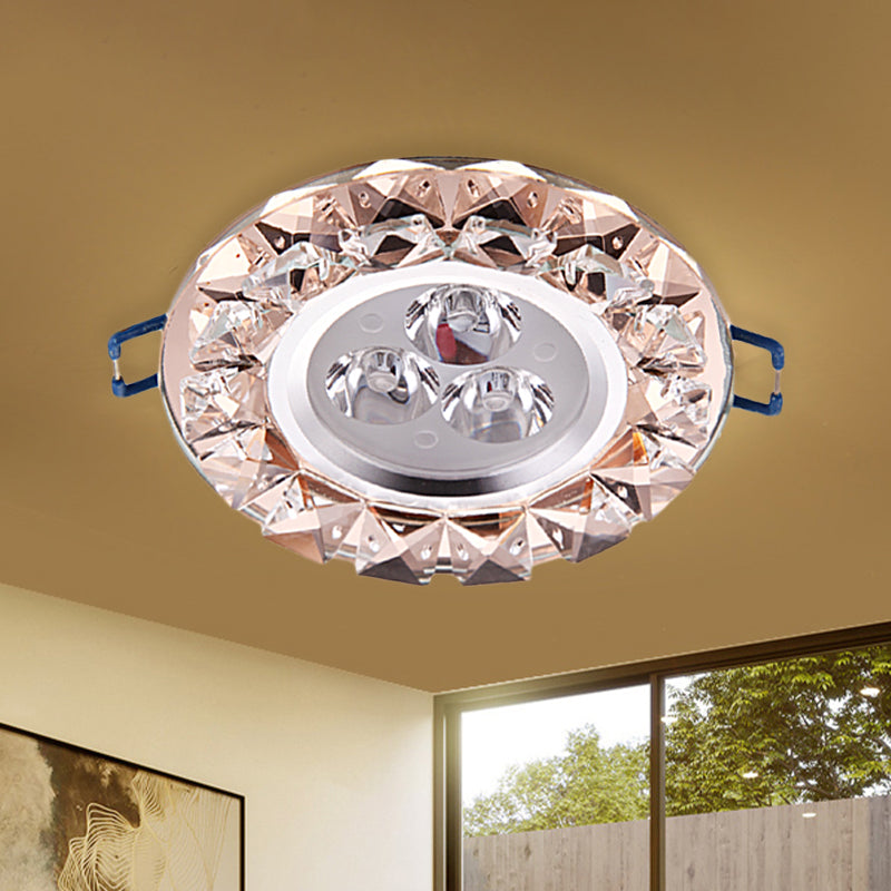 Beveled Crystal Rose Gold Ceiling Lamp Circular Thin Modernist LED Flush Mount Fixture Rose Gold Clearhalo 'Ceiling Lights' 'Close To Ceiling Lights' 'Close to ceiling' 'Flush mount' Lighting' 818412