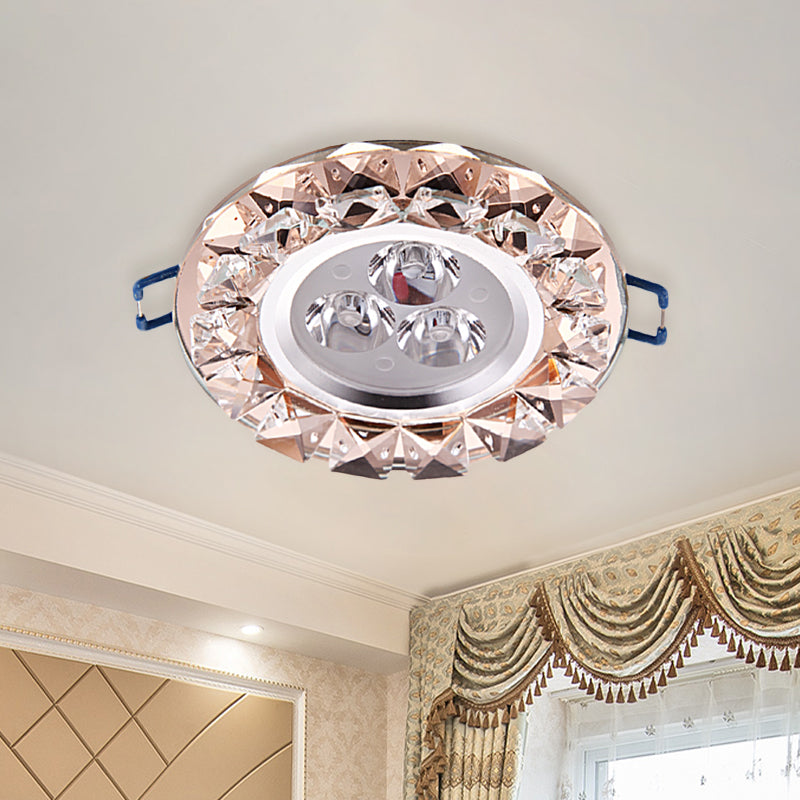 Beveled Crystal Rose Gold Ceiling Lamp Circular Thin Modernist LED Flush Mount Fixture Clearhalo 'Ceiling Lights' 'Close To Ceiling Lights' 'Close to ceiling' 'Flush mount' Lighting' 818413