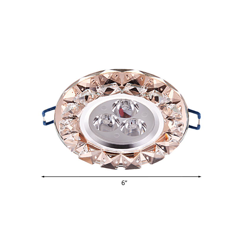 Beveled Crystal Rose Gold Ceiling Lamp Circular Thin Modernist LED Flush Mount Fixture Clearhalo 'Ceiling Lights' 'Close To Ceiling Lights' 'Close to ceiling' 'Flush mount' Lighting' 818415