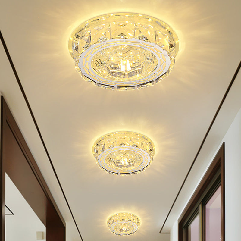 LED Ceiling Flush Light Modern Mini Round/Square Clear Crystal Flushmount Lighting for Hallway Clearhalo 'Ceiling Lights' 'Close To Ceiling Lights' 'Close to ceiling' 'Flush mount' Lighting' 818425