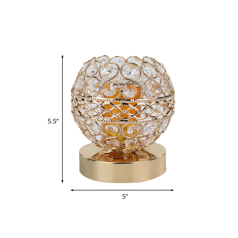 Inserted Crystal Globe Night Light Retro 1 Bulb Bedroom Nightstand Lamp in Gold with Aromatherapy Plate Clearhalo 'Lamps' 'Table Lamps' Lighting' 819070