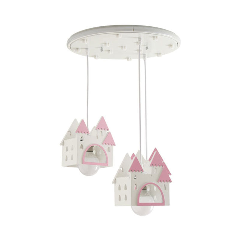 Wood House Semi Mount Lighting Cartoon 3 Lights White Flush Mount Light Fixture for Nursery Clearhalo 'Ceiling Lights' 'Close To Ceiling Lights' 'Close to ceiling' 'Semi-flushmount' Lighting' 819340