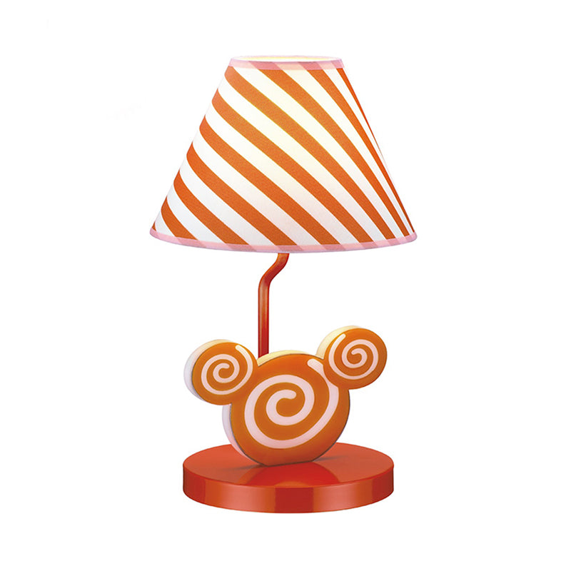 Orange Conical Nightstand Light Kids Fabric Night Table Lighting with Mouse Head Design Clearhalo 'Lamps' 'Table Lamps' Lighting' 819464