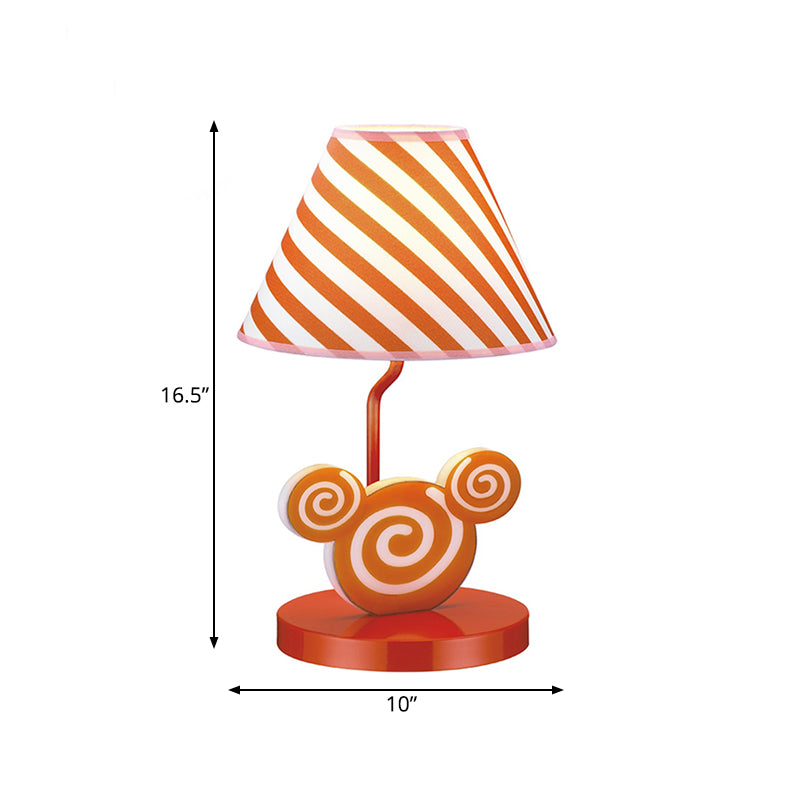 Orange Conical Nightstand Light Kids Fabric Night Table Lighting with Mouse Head Design Clearhalo 'Lamps' 'Table Lamps' Lighting' 819465
