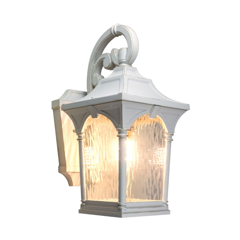 White Single Bulb Sconce Light Rustic Clear Water Glass Lantern Wall Lighting Fixture for Outdoor Clearhalo 'Wall Lamps & Sconces' 'Wall Lights' Lighting' 819823