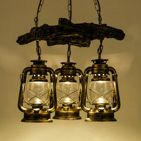 Kerosene Clear Glass Chandelier Lighting Coastal 3-Light Dining Room Pendant Lighting in Bronze/Copper Clearhalo 'Cast Iron' 'Ceiling Lights' 'Chandeliers' 'Industrial Chandeliers' 'Industrial' 'Metal' 'Middle Century Chandeliers' 'Rustic Chandeliers' 'Tiffany' Lighting' 84942