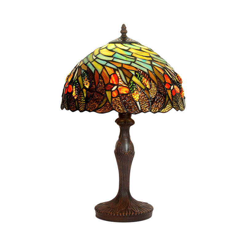 Hand Cut Glass Coffee Night Light Spiral Pattern 1 Head Tiffany Table Lighting with Scallop-Trim Clearhalo 'Lamps' 'Table Lamps' Lighting' 852408