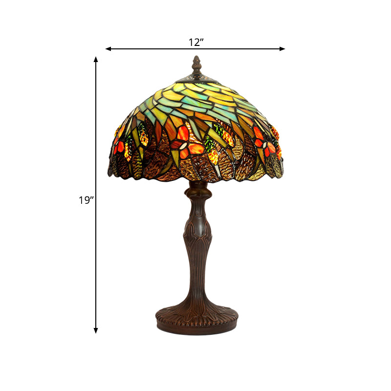 Hand Cut Glass Coffee Night Light Spiral Pattern 1 Head Tiffany Table Lighting with Scallop-Trim Clearhalo 'Lamps' 'Table Lamps' Lighting' 852409
