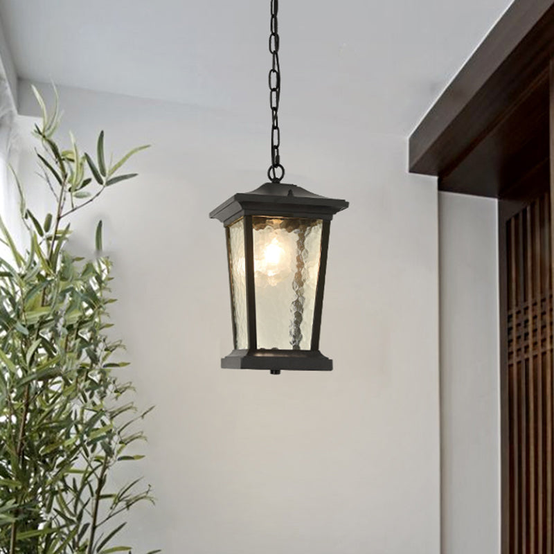 Single Head Birdcage Ceiling Light Countryside Black Water Glass Down Lighting Pendant Black Clearhalo 'Ceiling Lights' 'Glass shade' 'Glass' 'Pendant Lights' 'Pendants' Lighting' 852434