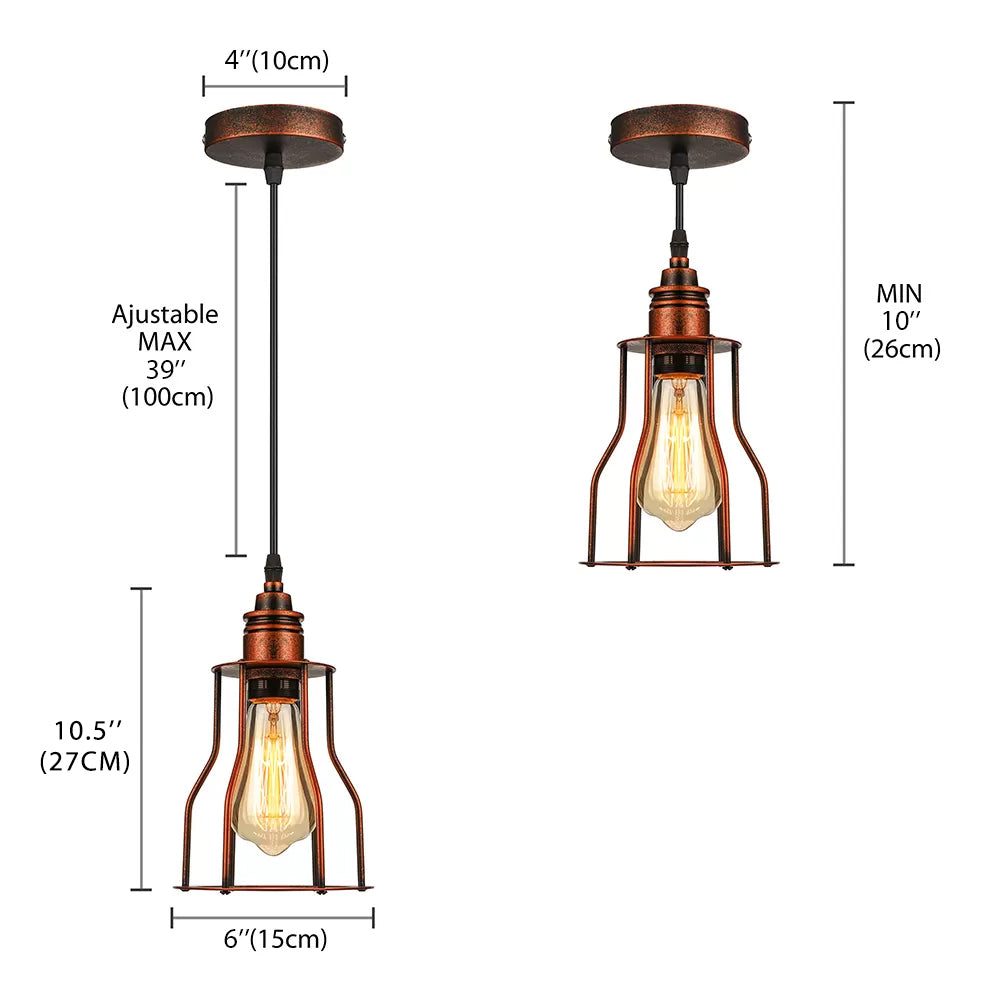 Copper 1 Head Pendant Lighting Antique Stylish Metallic Wire Guard Hanging Ceiling Light for Restaurant Clearhalo 'Art Deco Pendants' 'Cast Iron' 'Ceiling Lights' 'Ceramic' 'Crystal' 'Industrial Pendants' 'Industrial' 'Metal' 'Middle Century Pendants' 'Pendant Lights' 'Pendants' 'Tiffany' Lighting' 85830