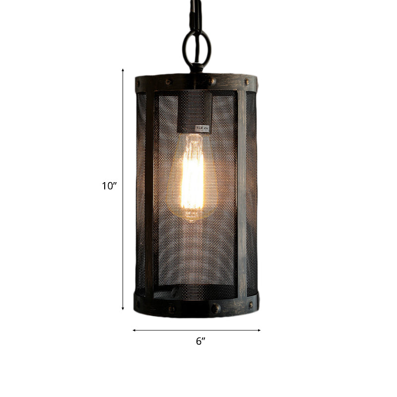 Metal Bronze Mini Hanging Lamp Cylinder Single Light Industrial Pendant Light Fixture Clearhalo 'Art Deco Pendants' 'Cast Iron' 'Ceiling Lights' 'Ceramic' 'Crystal' 'Industrial Pendants' 'Industrial' 'Metal' 'Middle Century Pendants' 'Pendant Lights' 'Pendants' 'Tiffany' Lighting' 85887