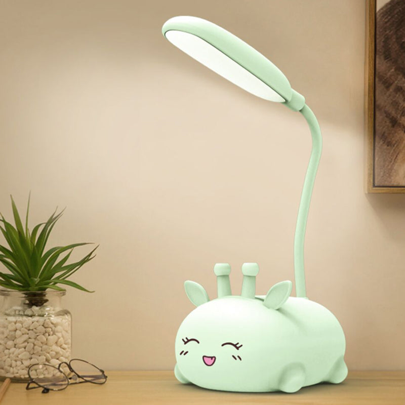 Cartoon Sika Deer Desk Lamp Plastic Kid Room LED Night Light with Flexible Arm in White/Pink/Blue Green Clearhalo 'Lamps' 'Table Lamps' Lighting' 859326