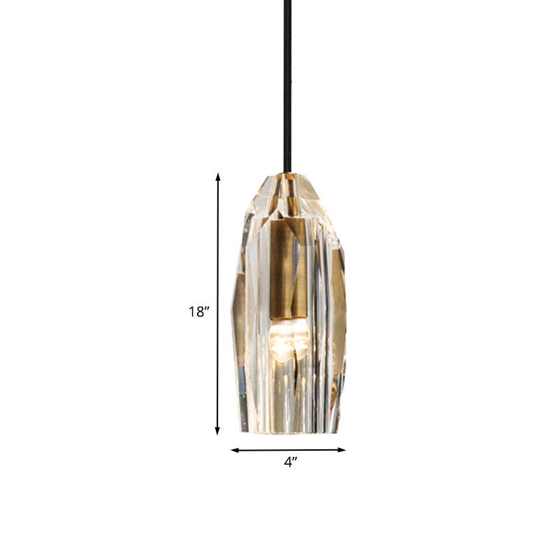 Crystal Rock Pendulum Light Minimalist 1-Light Dining Room Pendant Lighting Fixture in Brass Clearhalo 'Ceiling Lights' 'Modern Pendants' 'Modern' 'Pendant Lights' 'Pendants' Lighting' 862581