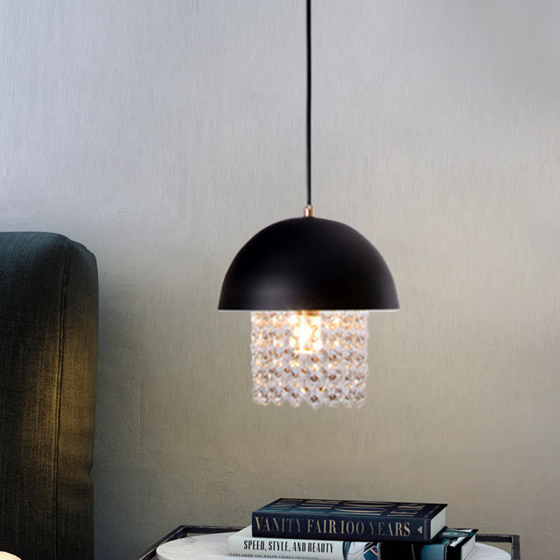 Black Onion Shape Drop Pendant Nordic Metal 1 Head Dining Table Suspension Lamp with Crystal Fringe Clearhalo 'Ceiling Lights' 'Modern Pendants' 'Modern' 'Pendant Lights' 'Pendants' Lighting' 862583