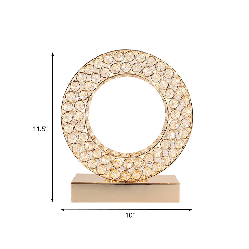 Rose Gold LED Nightstand Lamp Minimalistic Crystal Ring Table Lighting for Bedside Clearhalo 'Lamps' 'Table Lamps' Lighting' 862593