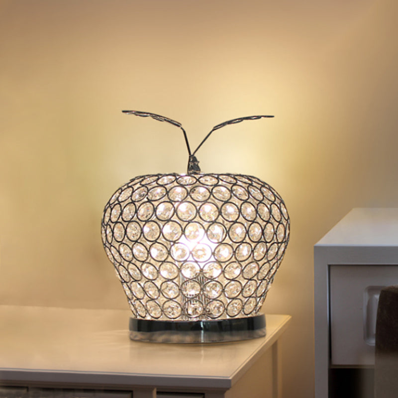 Crystal Apple Night Stand Lamp Modern Creative 1-Light Hotel Table Lighting in Silver Silver Clearhalo 'Lamps' 'Table Lamps' Lighting' 862606