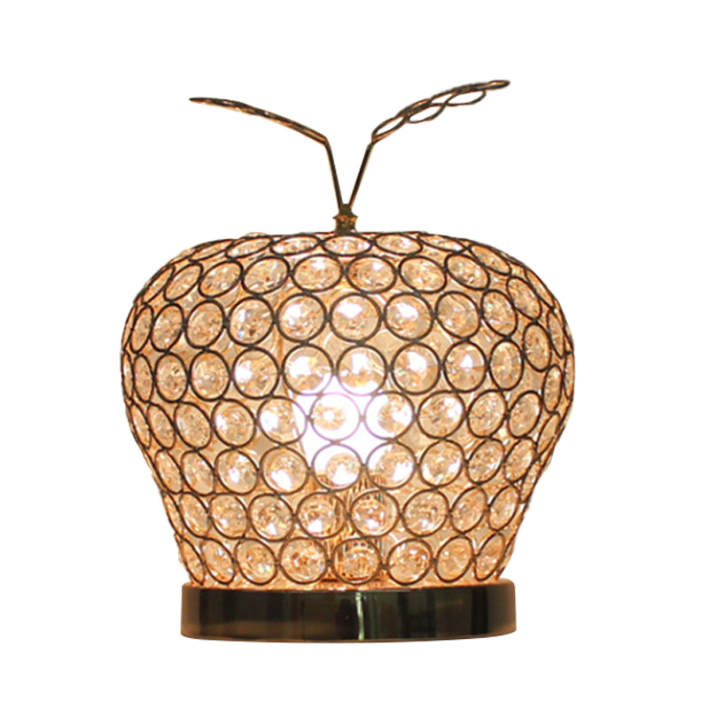 Crystal Apple Night Stand Lamp Modern Creative 1-Light Hotel Table Lighting in Silver Clearhalo 'Lamps' 'Table Lamps' Lighting' 862608