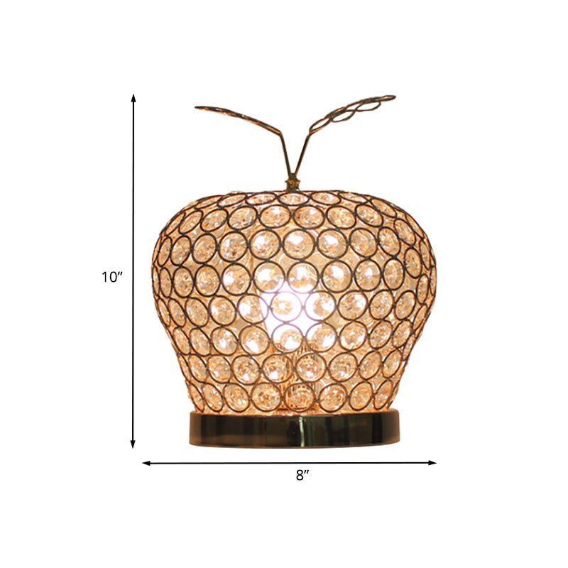 Crystal Apple Night Stand Lamp Modern Creative 1-Light Hotel Table Lighting in Silver Clearhalo 'Lamps' 'Table Lamps' Lighting' 862609