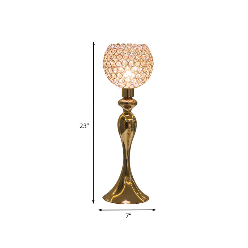 Gold Curvaceous Nightstand Light Traditional Metal 1 Bulb Bedroom Table Lamp with Open Top Crystal Shade Clearhalo 'Lamps' 'Table Lamps' Lighting' 862621