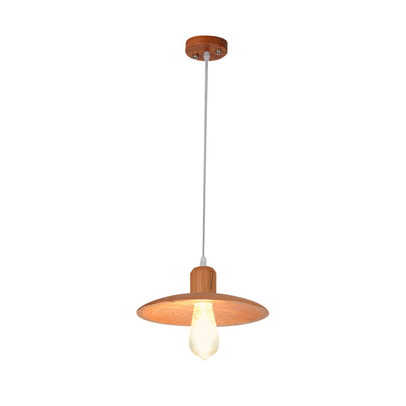 Wood Disk Shape Down Lighting Minimalist 1 Light Beige/Orange Red Hanging Pendant Lamp for Dining Room Clearhalo 'Ceiling Lights' 'Modern Pendants' 'Modern' 'Pendant Lights' 'Pendants' Lighting' 863280