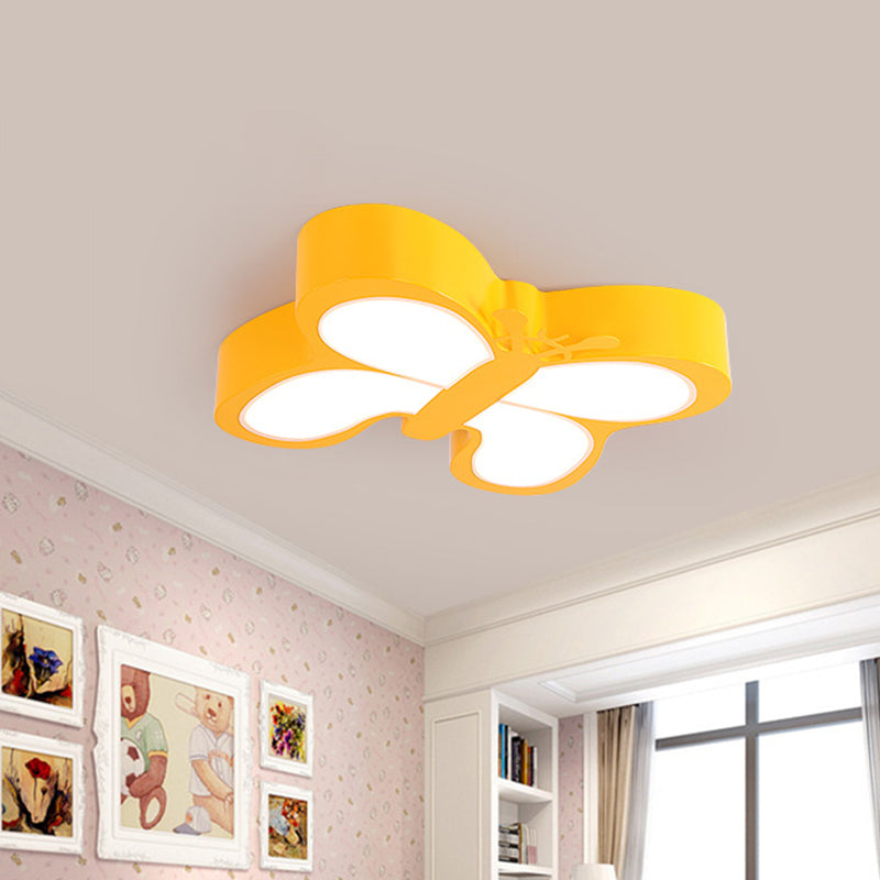 White/Yellow Butterfly Flush Light Macaron Acrylic LED Ceiling Flush Mount for Kindergarten Clearhalo 'Ceiling Lights' 'Close To Ceiling Lights' 'Close to ceiling' 'Flush mount' Lighting' 863572