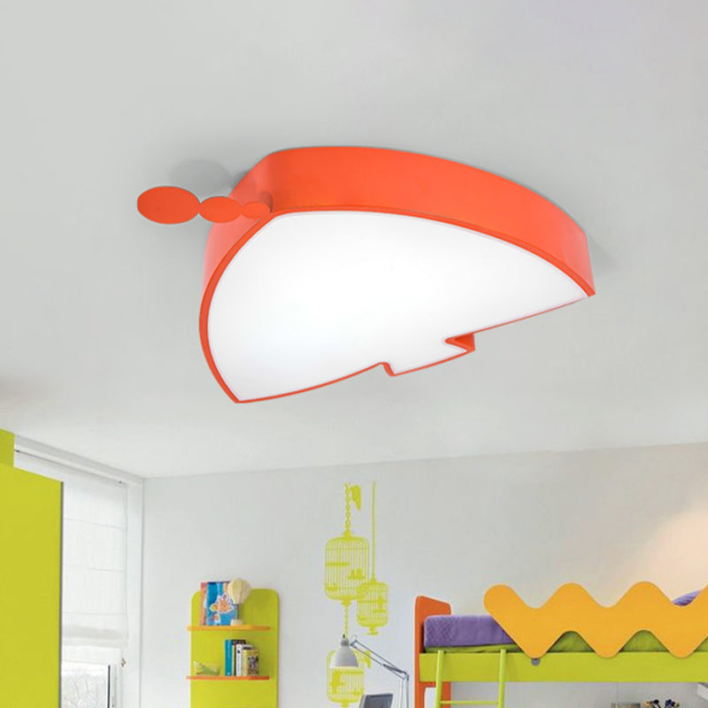 Triangle Fish Kids Play Room Flushmount Iron LED Cartoon Ceiling Flush Mount Light Fixture in Orange Orange Clearhalo 'Ceiling Lights' 'Close To Ceiling Lights' 'Close to ceiling' 'Flush mount' Lighting' 863579