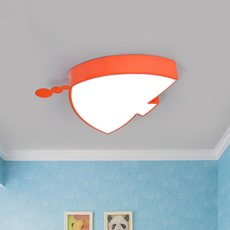 Triangle Fish Kids Play Room Flushmount Iron LED Cartoon Ceiling Flush Mount Light Fixture in Orange Clearhalo 'Ceiling Lights' 'Close To Ceiling Lights' 'Close to ceiling' 'Flush mount' Lighting' 863580