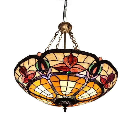 Large Pendant Lighting for Kitchen Island, Adjustable 2-Light Domed Hanging Light in Aged Bronze with Metal Chain and Stained Glass Shade Victorian Style Antique Brass Clearhalo 'Ceiling Lights' 'Chandeliers' 'Iluminaci��n' 'Industrial' 'L��mparas de Ara��a' 'L��mparas de Techo' 'Middle Century Chandeliers' 'Tiffany Chandeliers' 'Tiffany close to ceiling' 'Tiffany' Hogar' Lighting' 87696