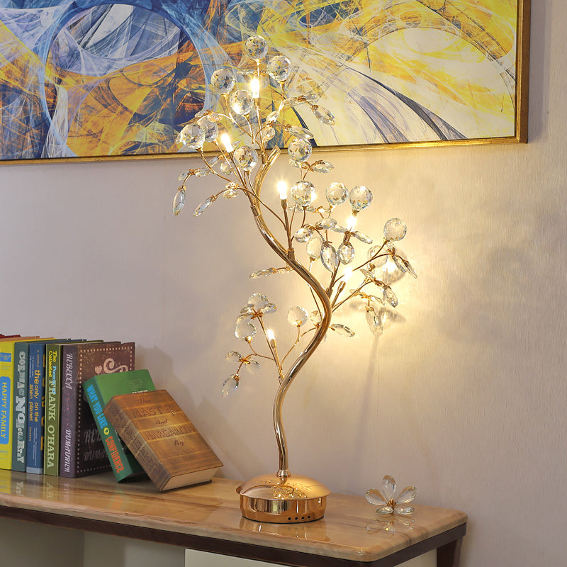 Branch Beveled Crystal Table Light Postmodern Living Room LED Nightstand Lighting in Gold Clearhalo 'Lamps' 'Table Lamps' Lighting' 882143