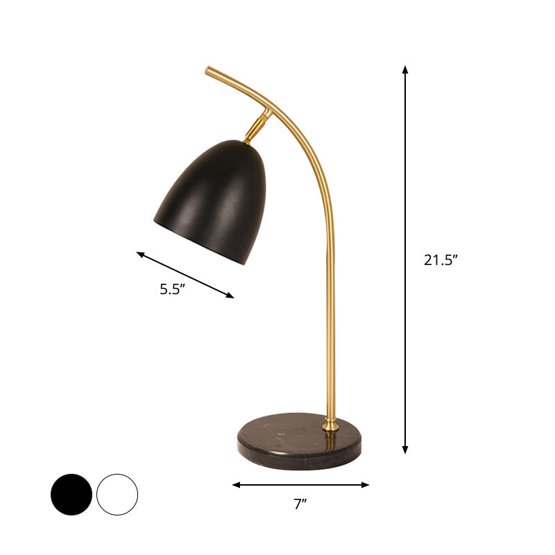 Modern 1 Bulb Night Table Light with Metal Shade White/Black Finish Bell Shape Desk Lamp Clearhalo 'Lamps' 'Table Lamps' Lighting' 882897