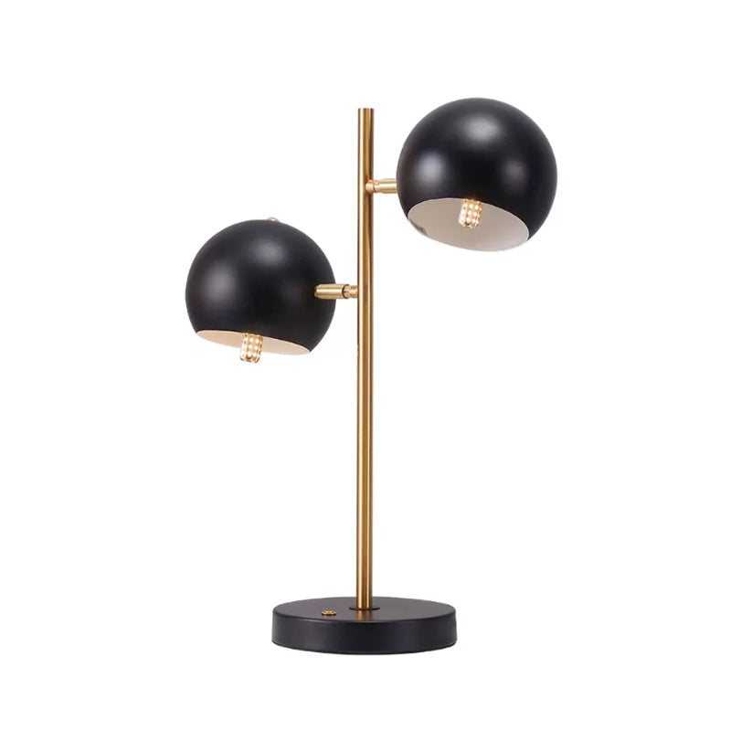 2 Lights Bedside Night Table Lamp Modern Black Finish Desk Lighting with Domed Metal Shade Clearhalo 'Lamps' 'Table Lamps' Lighting' 882940