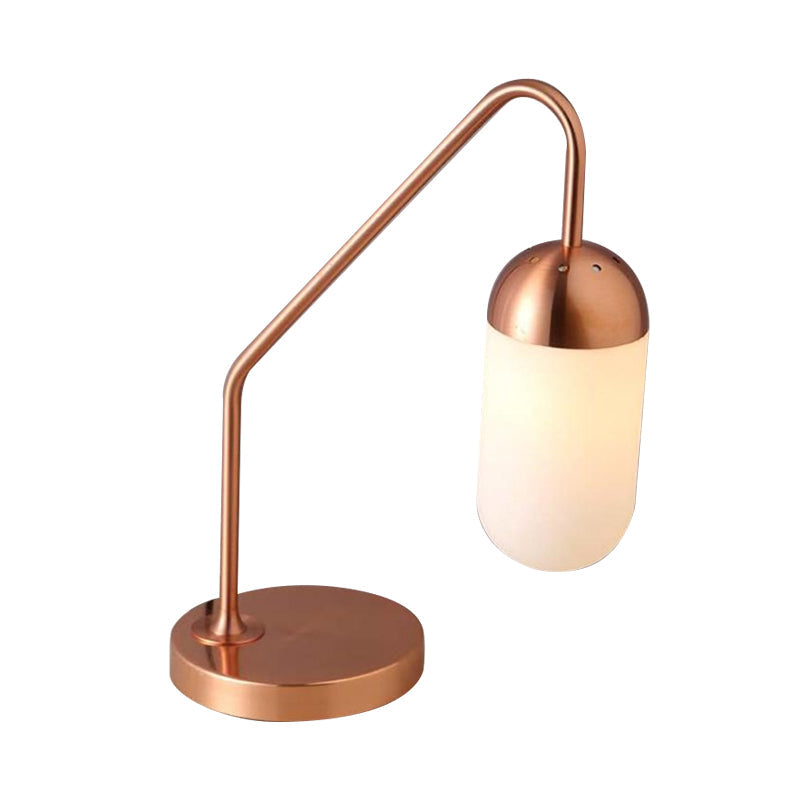 Capsule Frosted White Glass Small Desk Light Post Modern Single Head Copper Table Lamp Clearhalo 'Lamps' 'Table Lamps' Lighting' 882976