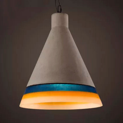 Dark Blue/Light Blue/Orange Conic Pendant Light Antique Style Cement 1 Head Restaurant Hanging Light Fixture Dark Blue Clearhalo 'Ceiling Lights' 'Industrial Pendants' 'Industrial' 'Middle Century Pendants' 'Pendant Lights' 'Pendants' 'Tiffany' Lighting' 88333