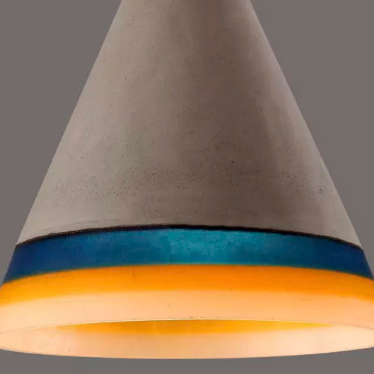 Dark Blue/Light Blue/Orange Conic Pendant Light Antique Style Cement 1 Head Restaurant Hanging Light Fixture Clearhalo 'Ceiling Lights' 'Industrial Pendants' 'Industrial' 'Middle Century Pendants' 'Pendant Lights' 'Pendants' 'Tiffany' Lighting' 88334