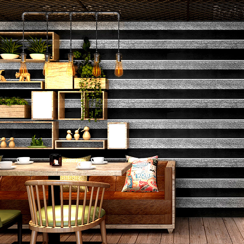 Black and Grey Simple Horizontal Stripes 33' by 20.5